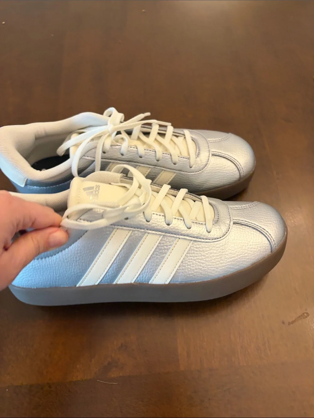 adidas Metallic Silver and White Women's Sneakers
